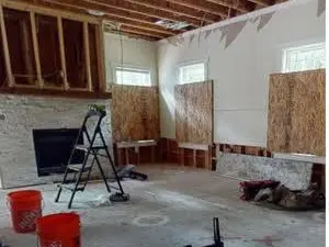 During: finished basement after sump pump failure (representative photo, not a specific customer project)